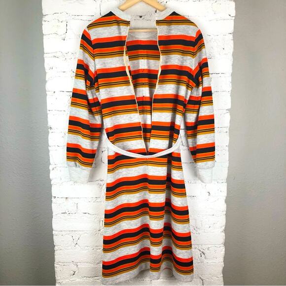 Vintage Kay Windsor Orange Gold Striped Dress - Picture 10 of 10